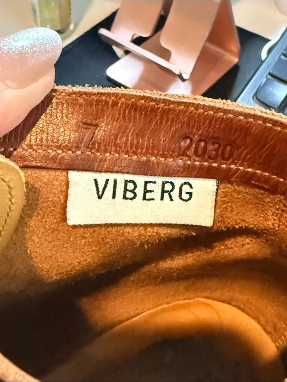 Viberg Men's Brown Leather Cap-Toe Lace-Up Boots Sz 7